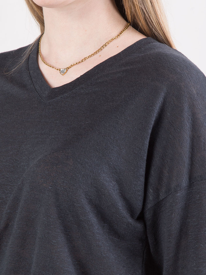 T-shirt ampia in lino