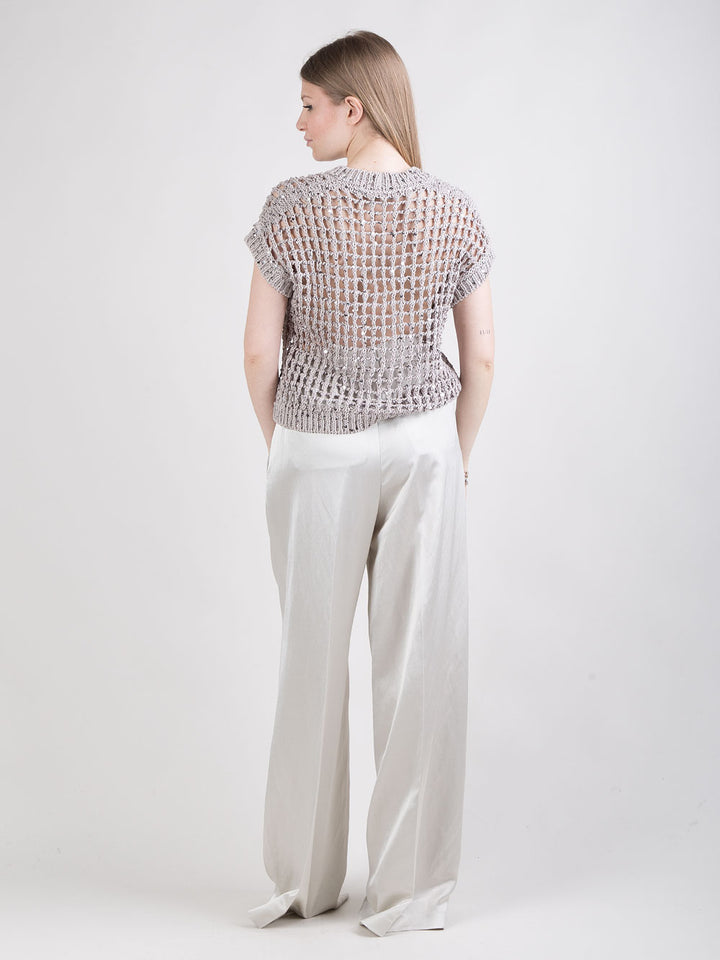 Pantalone ampio in raso lucido