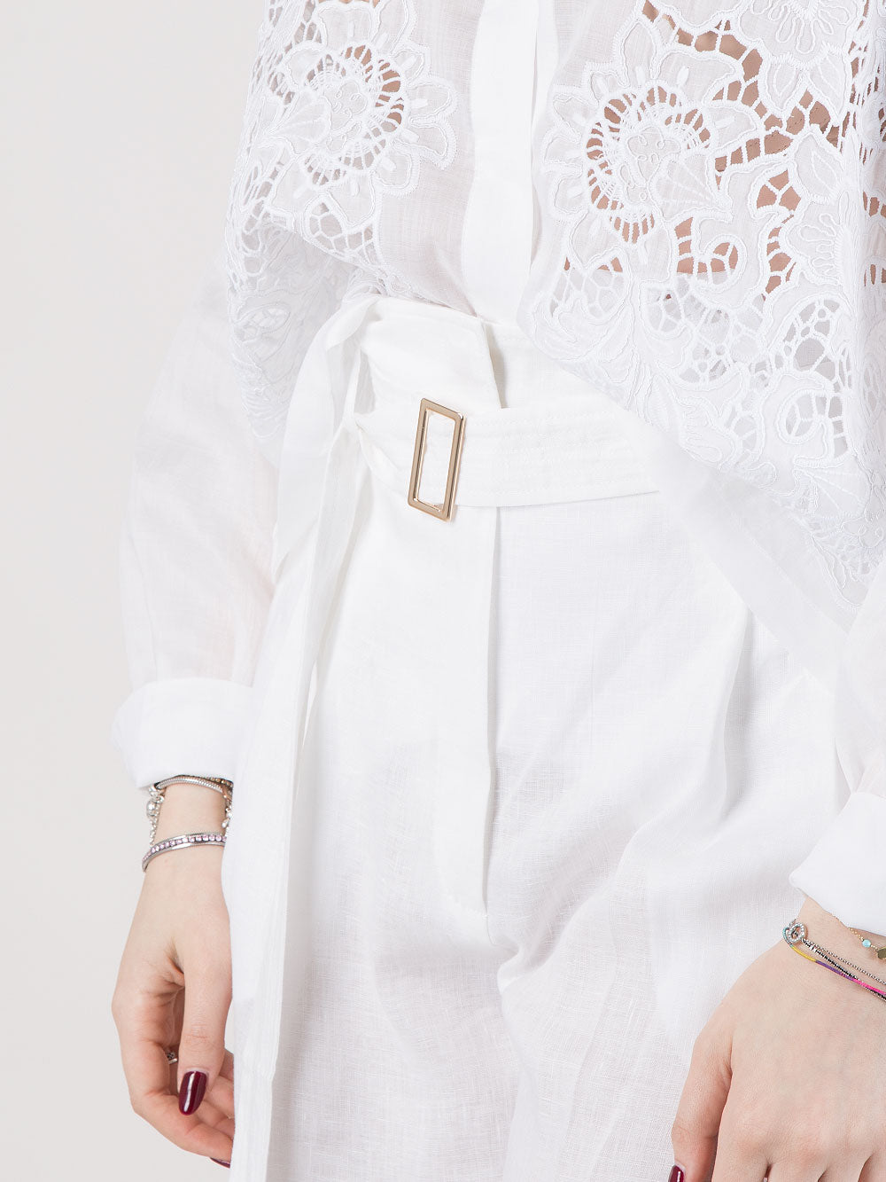 Pantalone a vita alta in lino