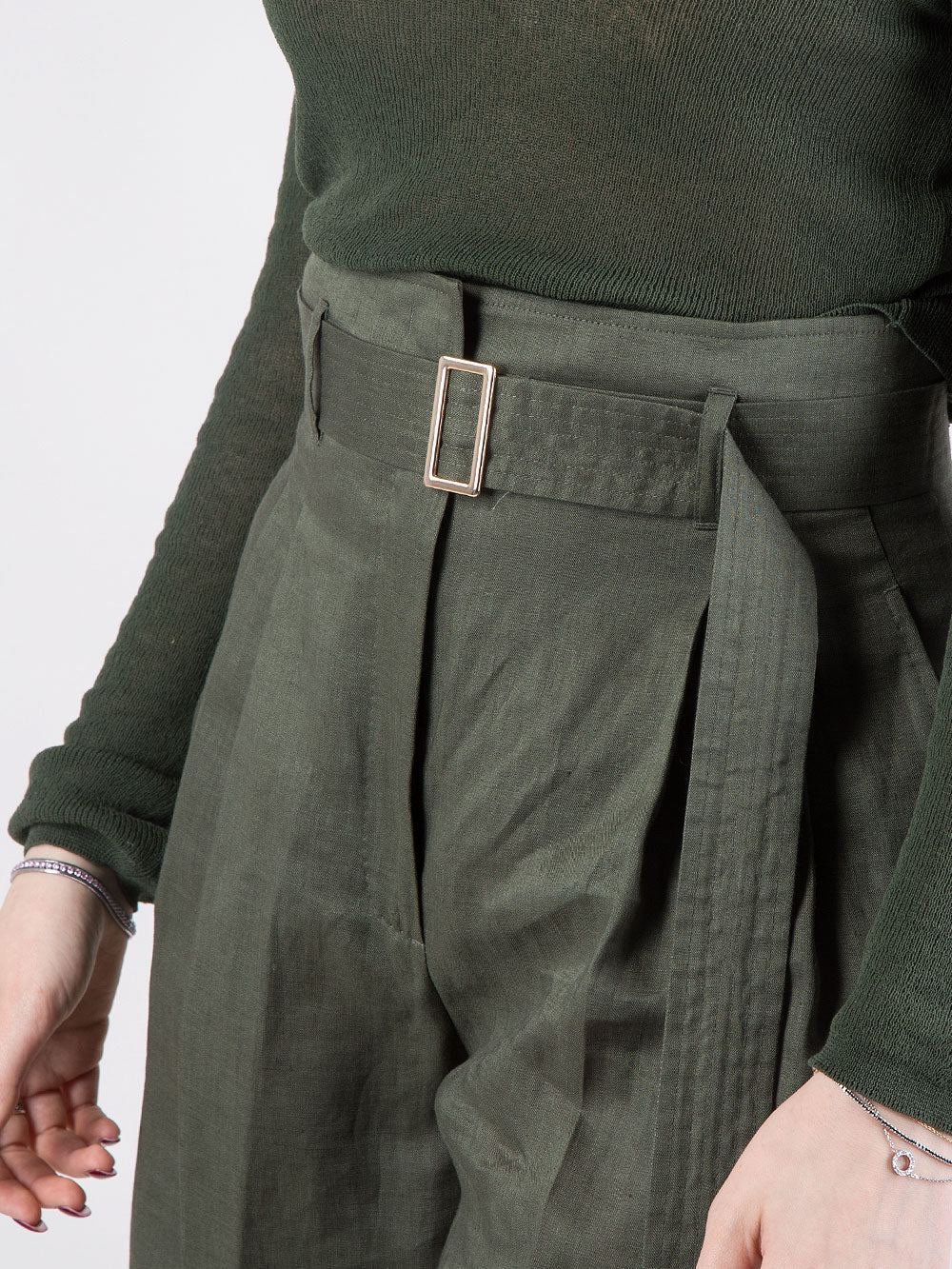 Pantalone a vita alta in lino