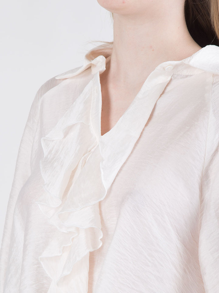 Blusa con rouches e maniche a palloncino