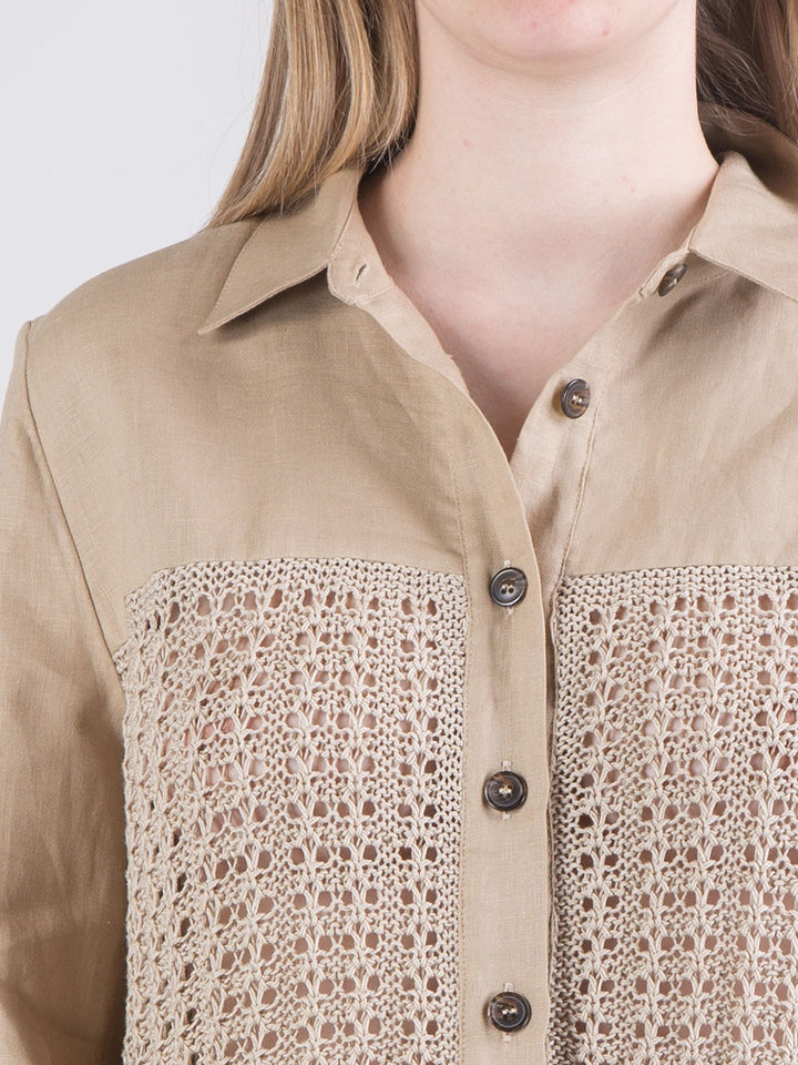 Camicia in lino e cotone crochet