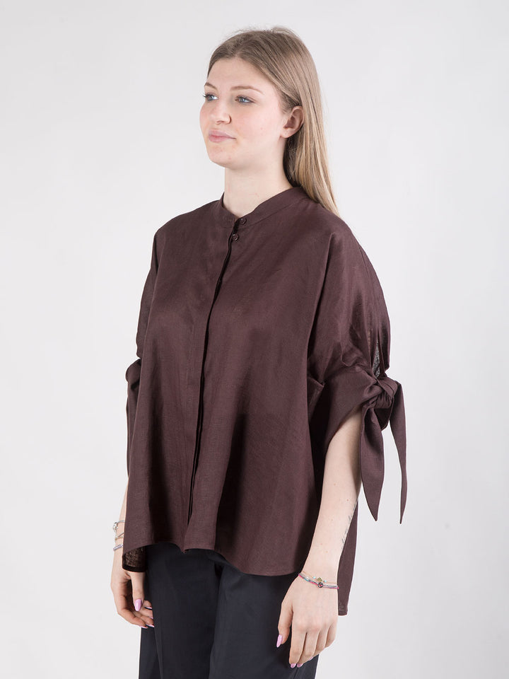 Camicia manica corta con nastri da annodare