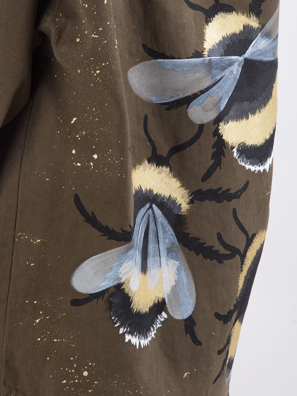 Giacca camicia over in denim con disegni hand-painted