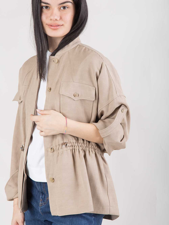 Overshirt in viscosa e lino délavé