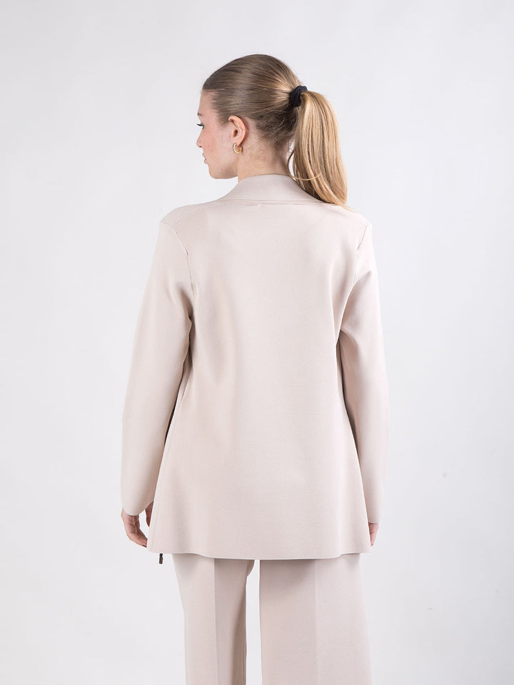 Completo giacca doppiopetto e pantalone palazzo in maglia