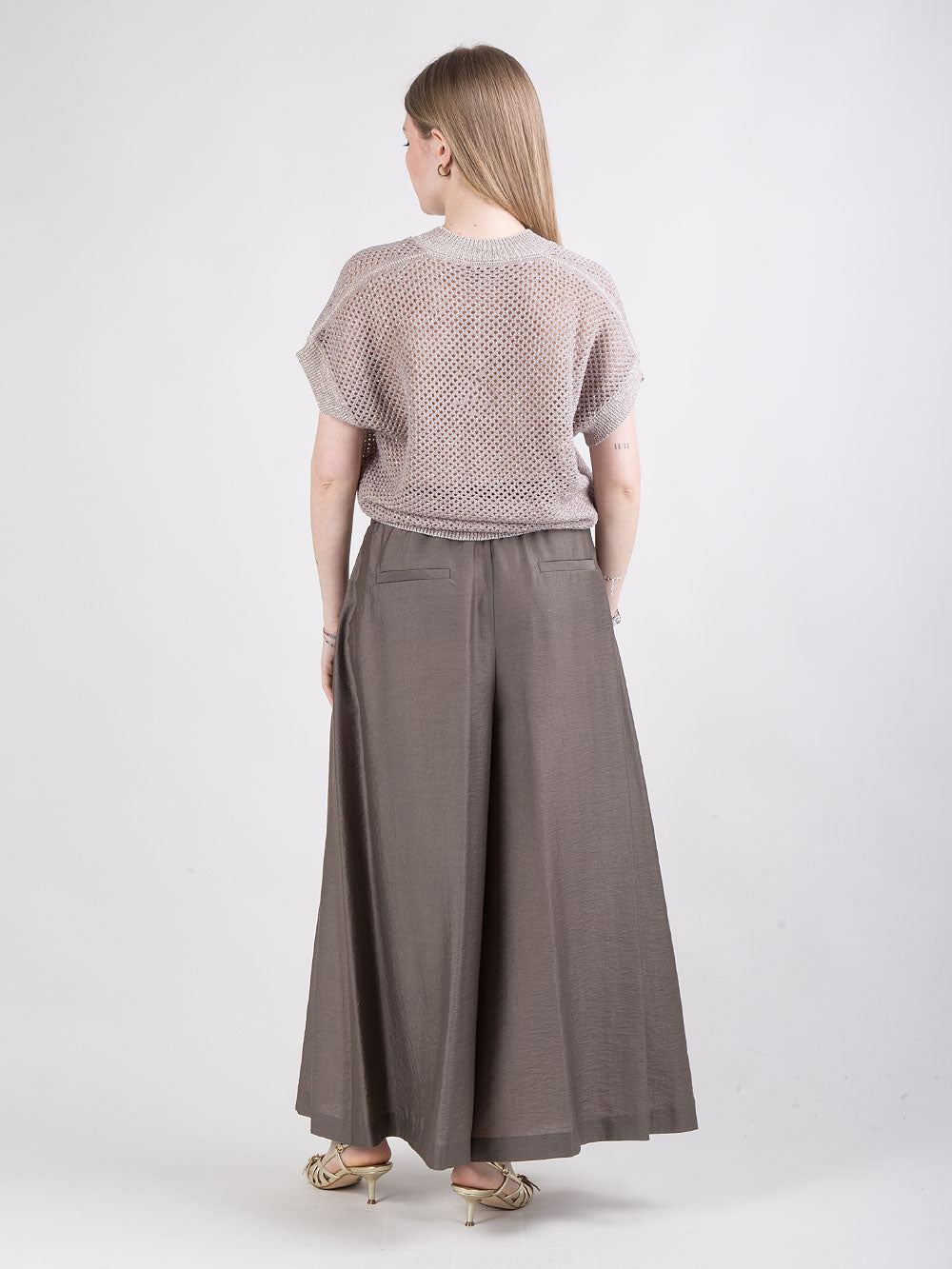 Pantalone svasato con elastico in vita