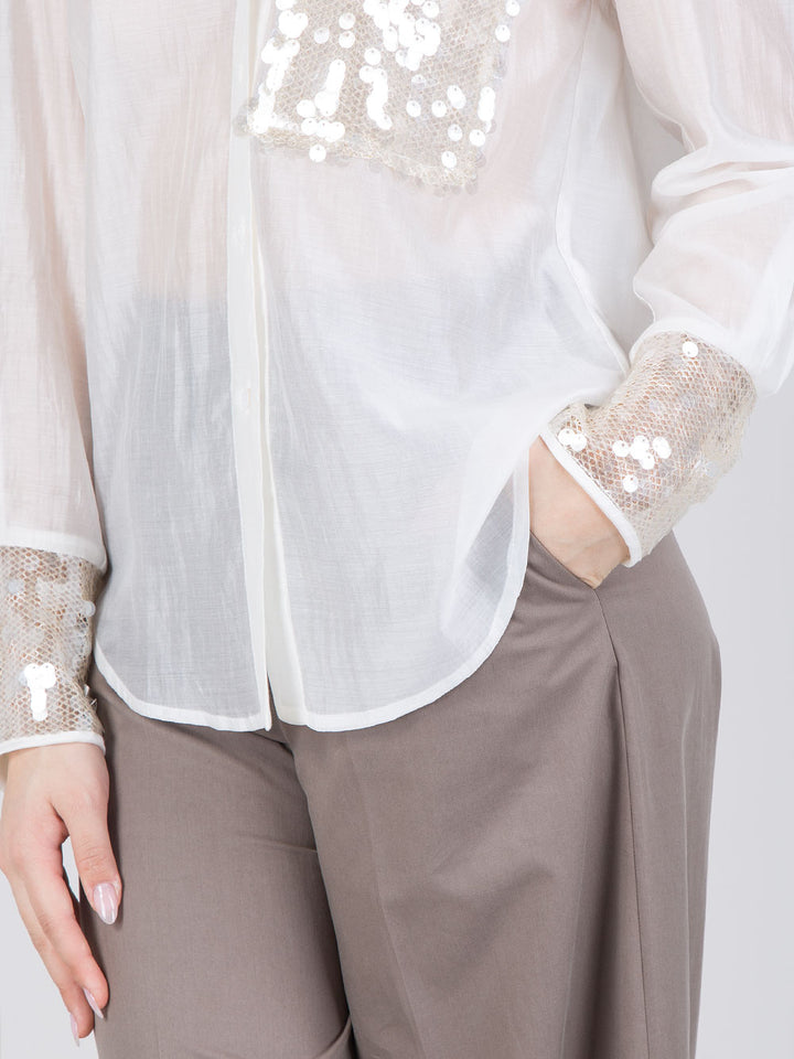 Camicia off white paillettes