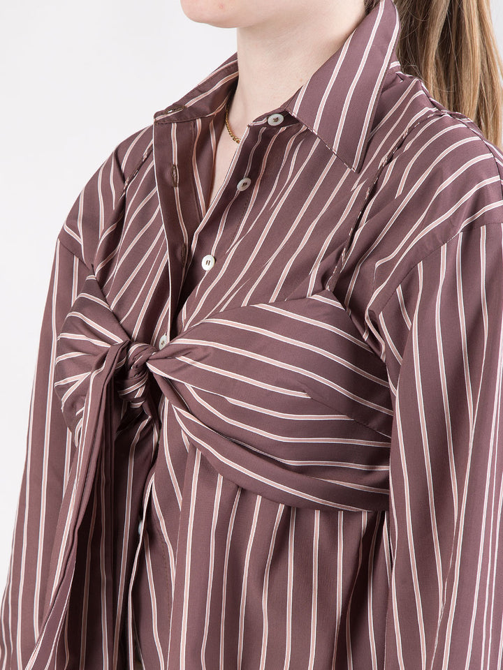 Camicia cropped con top applicato
