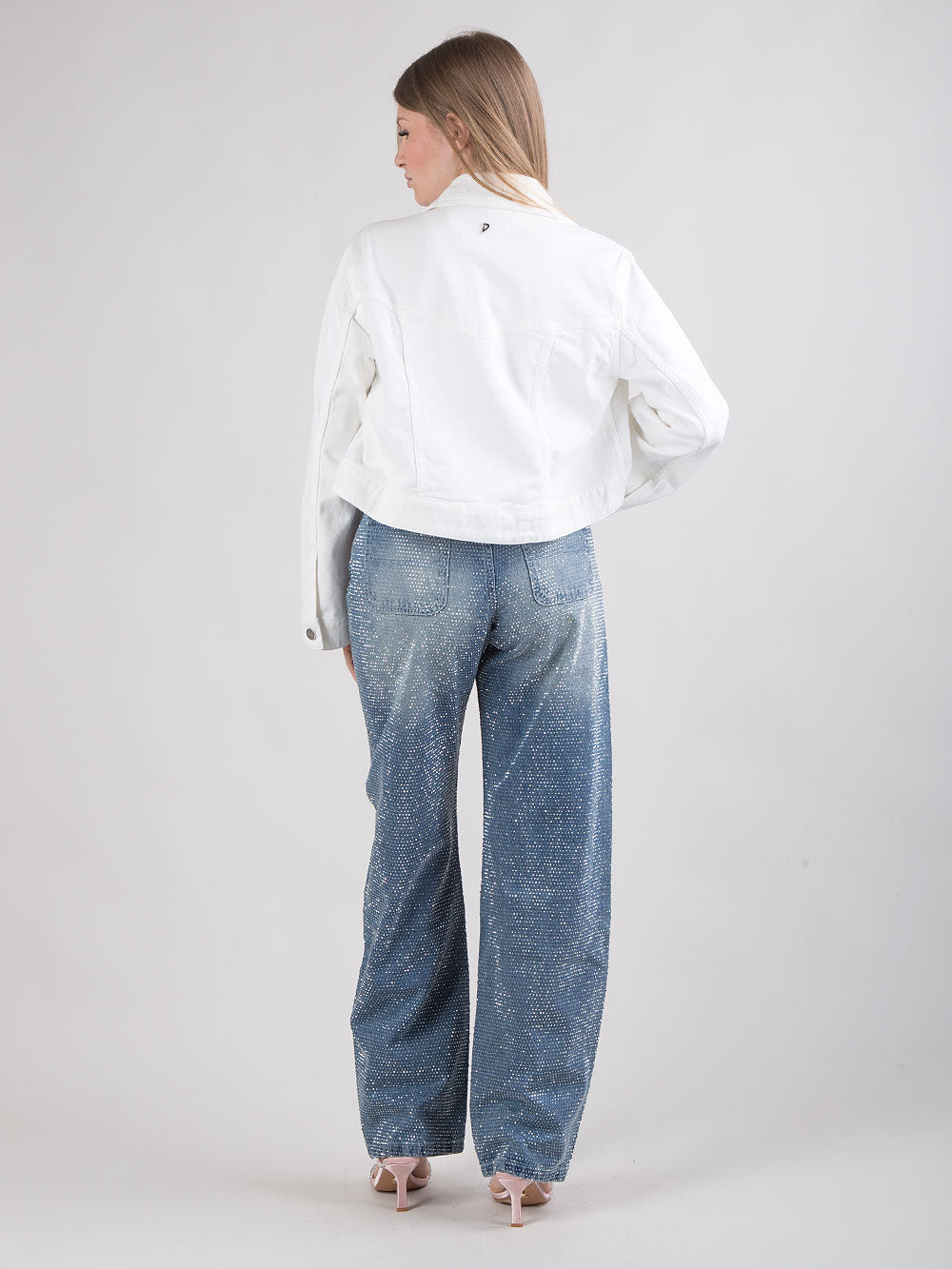 Denim baggy con micro strass