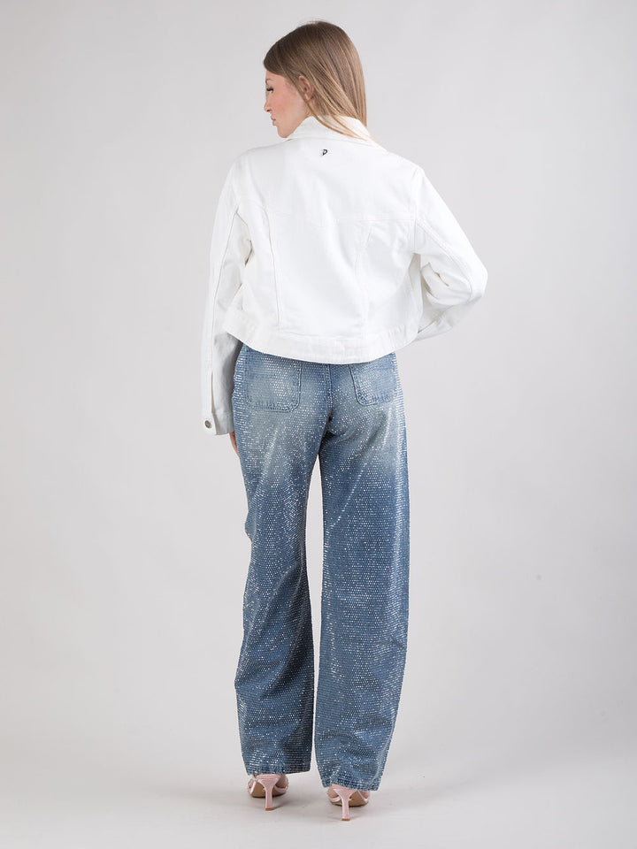 Denim baggy con micro strass