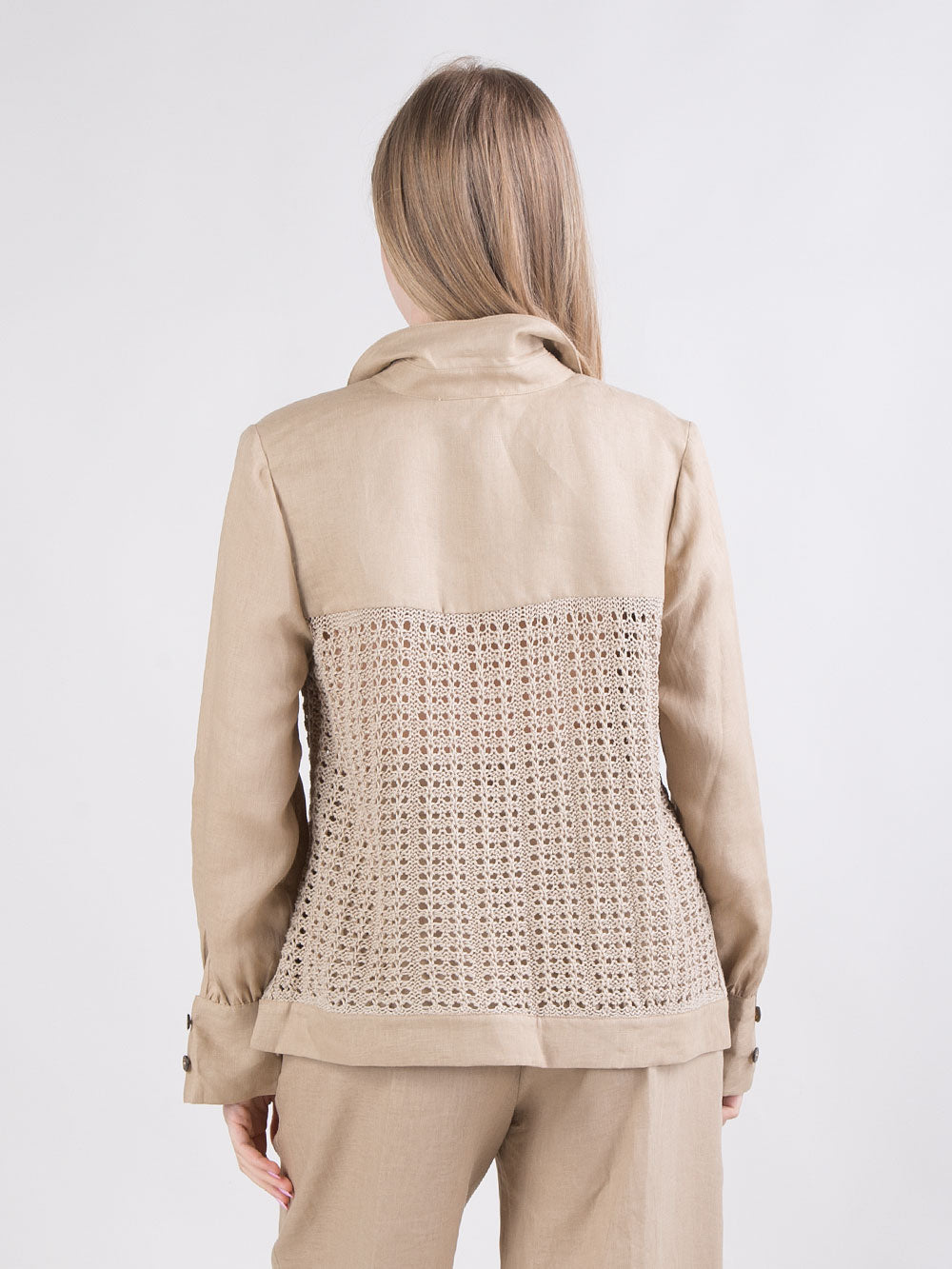 Camicia in lino e cotone crochet