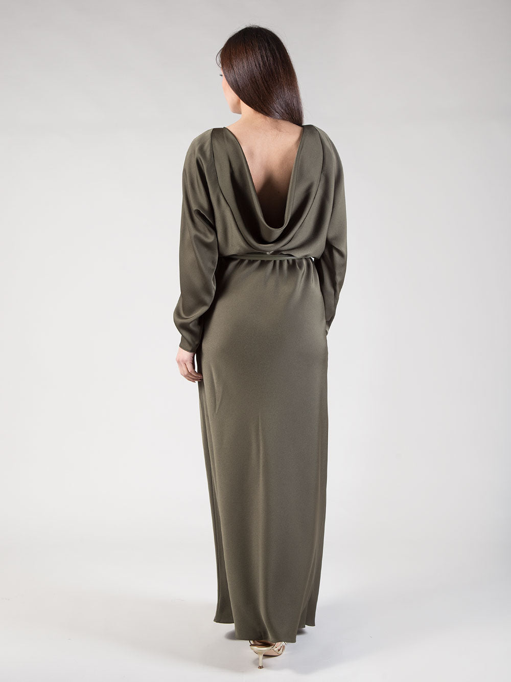 Abito pentola in raso verde foresta