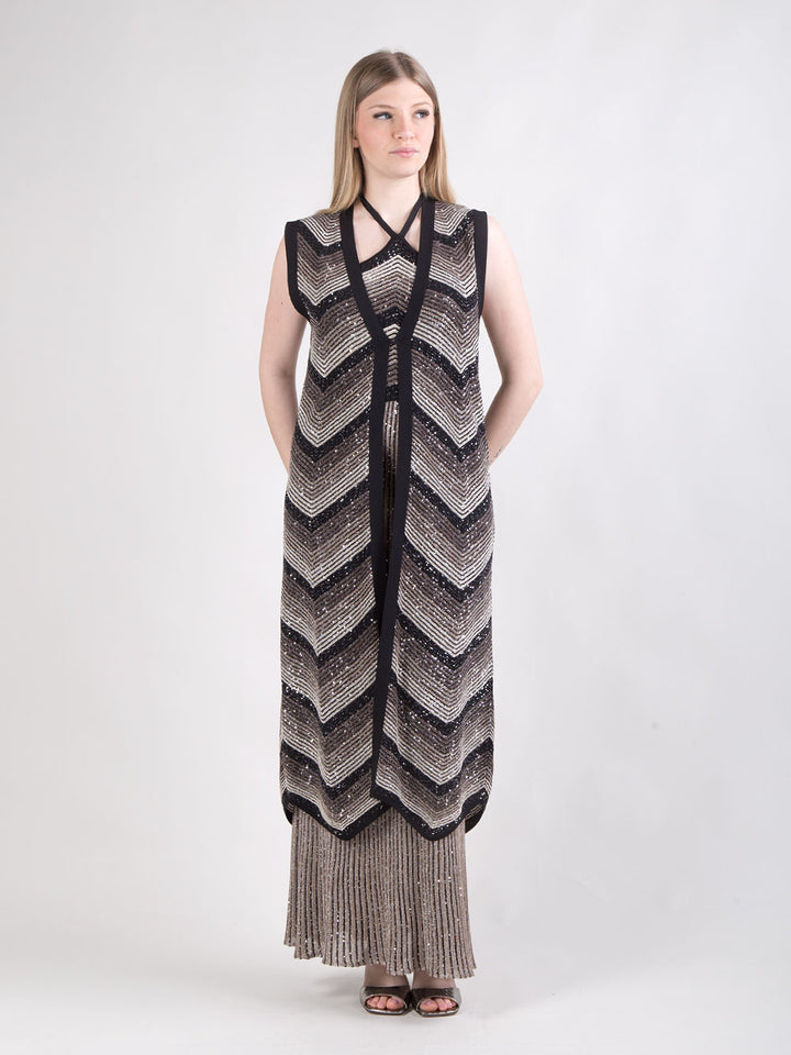 Abito degradé lungo con gilet