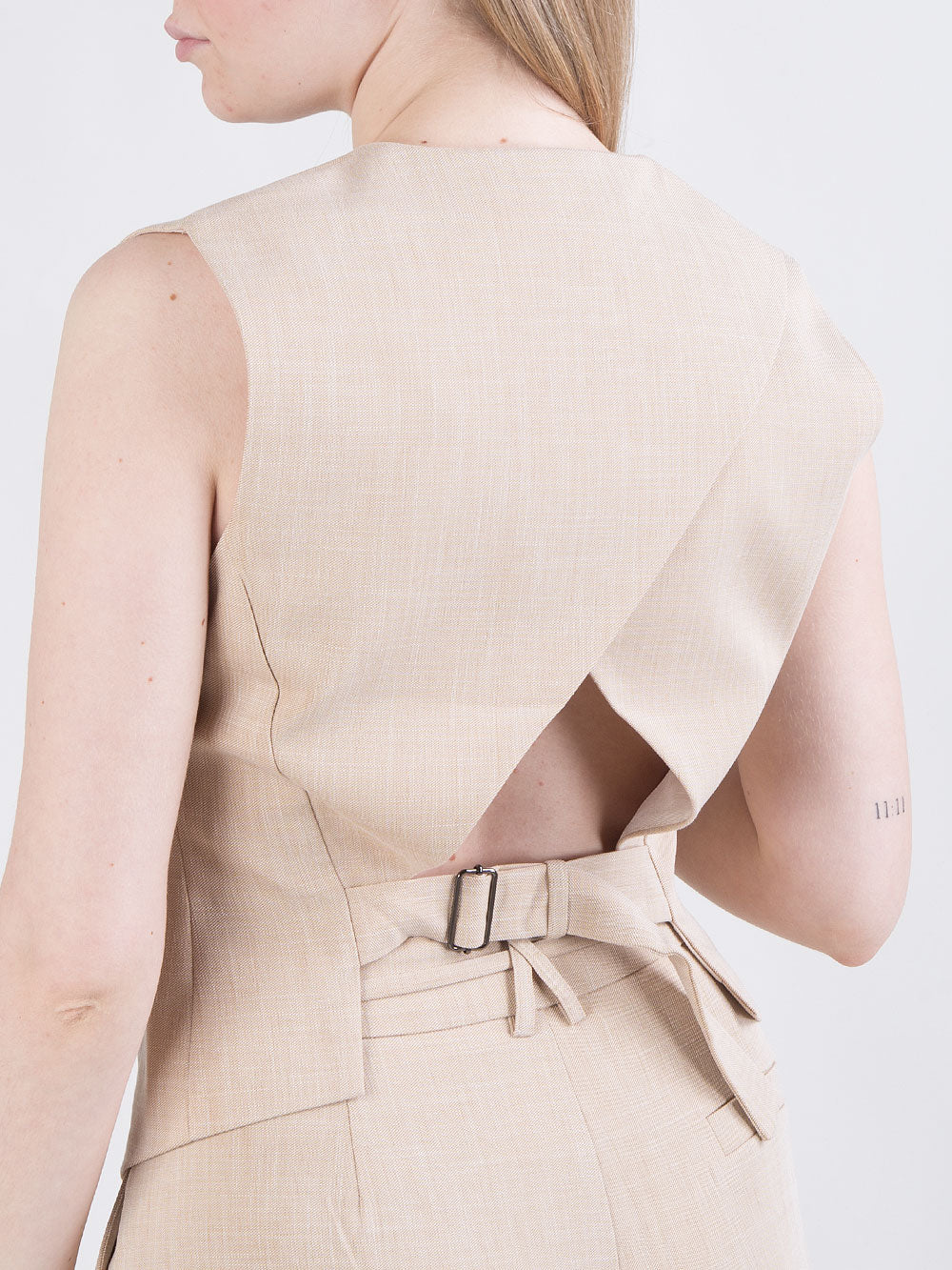 Gilet beige smanicato