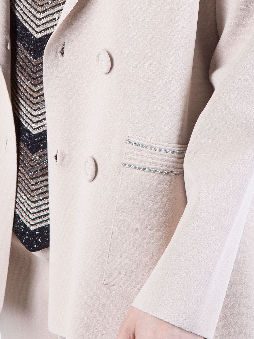 Completo giacca doppiopetto e pantalone palazzo in maglia