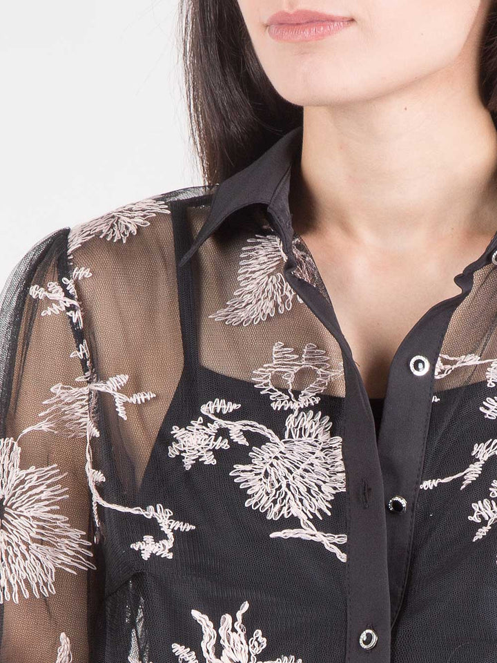 CAMICIA IN TULLE RICAMATA