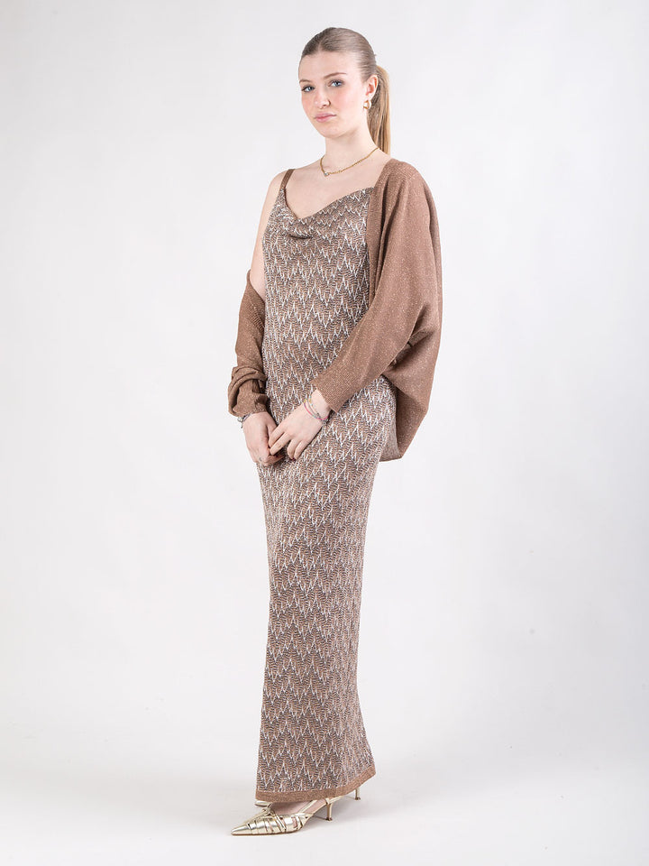 Abito con coprispalle corto in filato lux