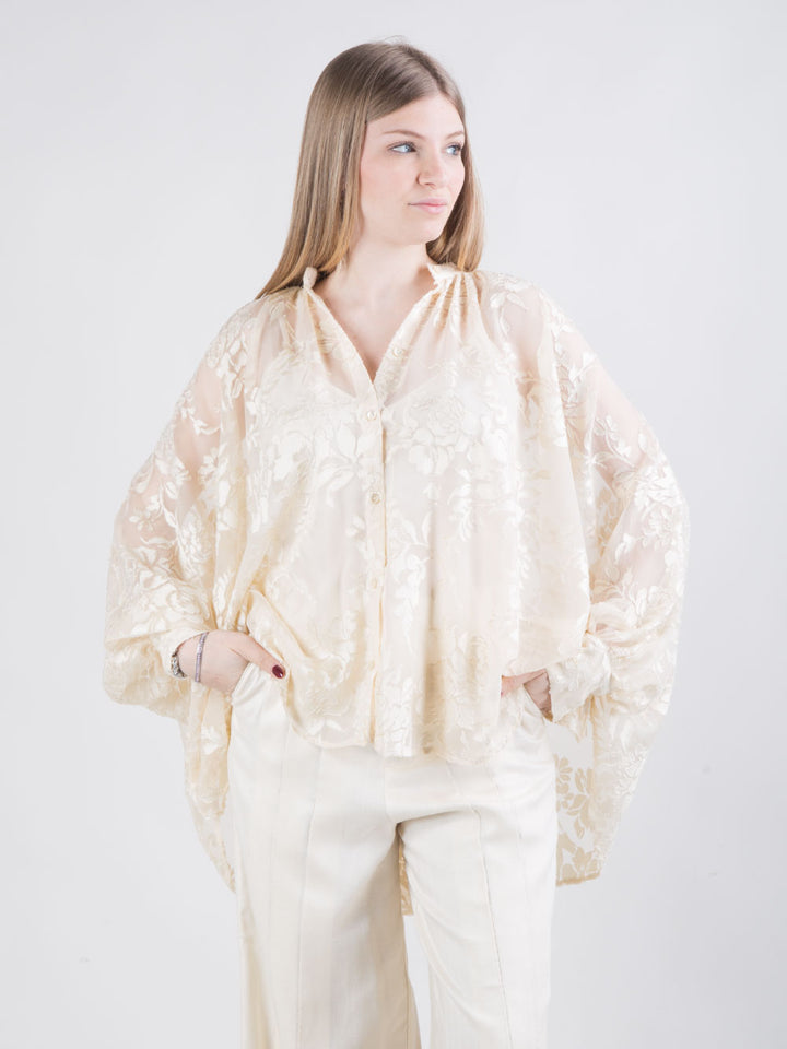 Camicia poncho ricamata
