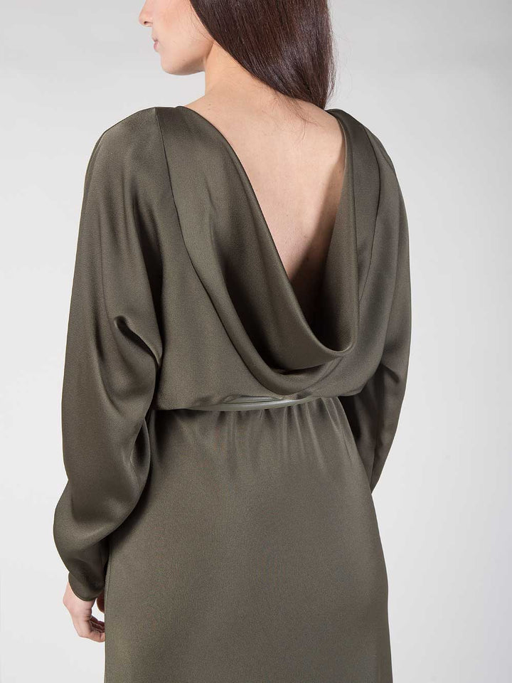 Abito pentola in raso verde foresta