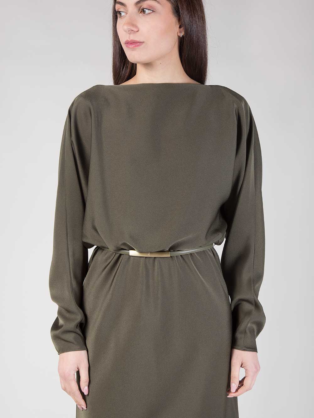 Abito pentola in raso verde foresta