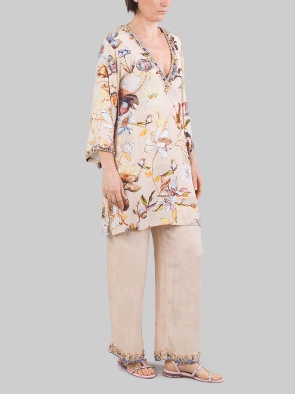 ABITO CAMICIA A FANTASIA DECORATO CON PERLINE,