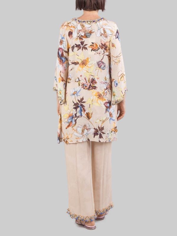 ABITO CAMICIA A FANTASIA DECORATO CON PERLINE,