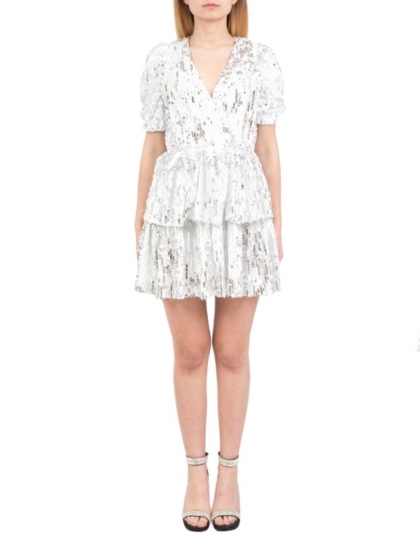 PRISCILLA MINI DRESS IN FULL WHITE SEQUINS
