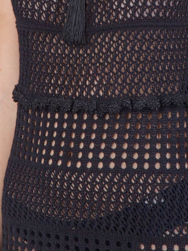 ABITO DA MARE NERO TRAFORATO CON DETTAGLI IN LUREX