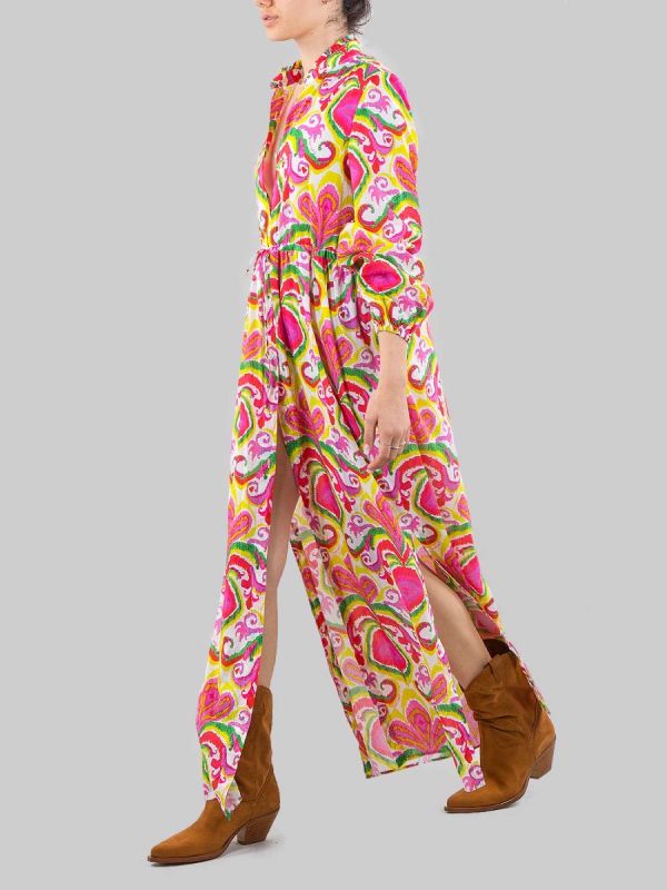 JODIE LONG CHEMISIER DRESS IN IKAT PATTERN COTTON