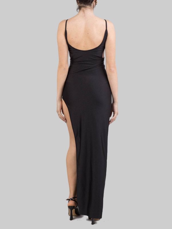 ABITO LUNGO IN LYCRA BRILLANTE CON SPACCO