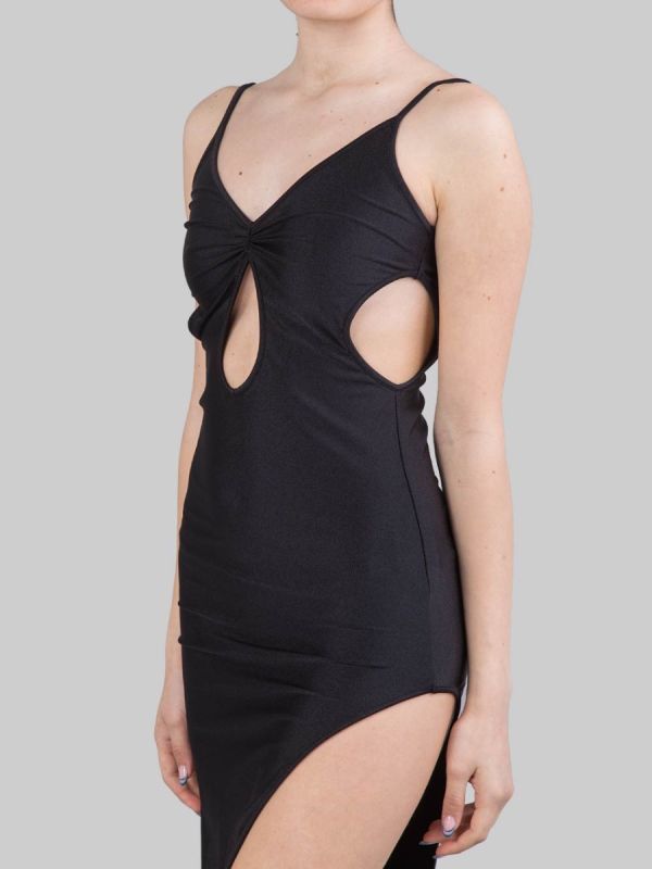 ABITO LUNGO IN LYCRA BRILLANTE CON SPACCO