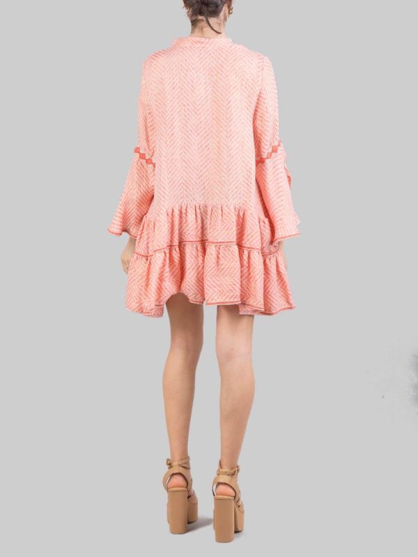 ABITO MINI A FANTASIA SPIGA IN MISTO LINO CON FILI DI LUREX
