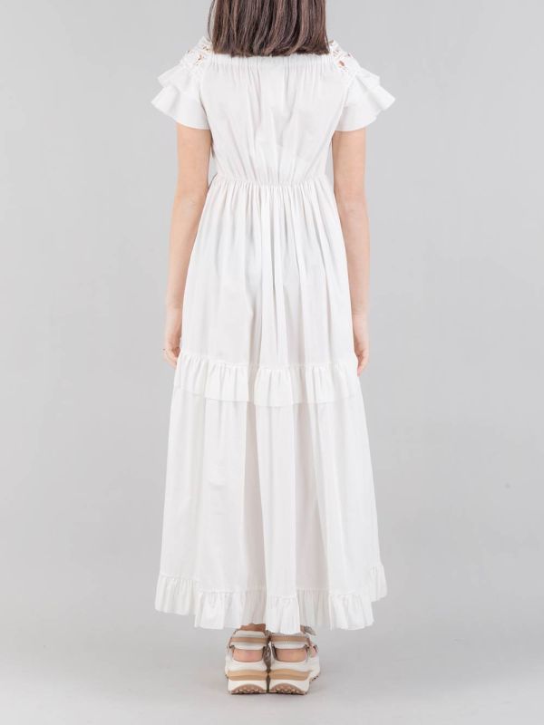LONG DRESS WITH EMBROIDERY AND RUFFLES
