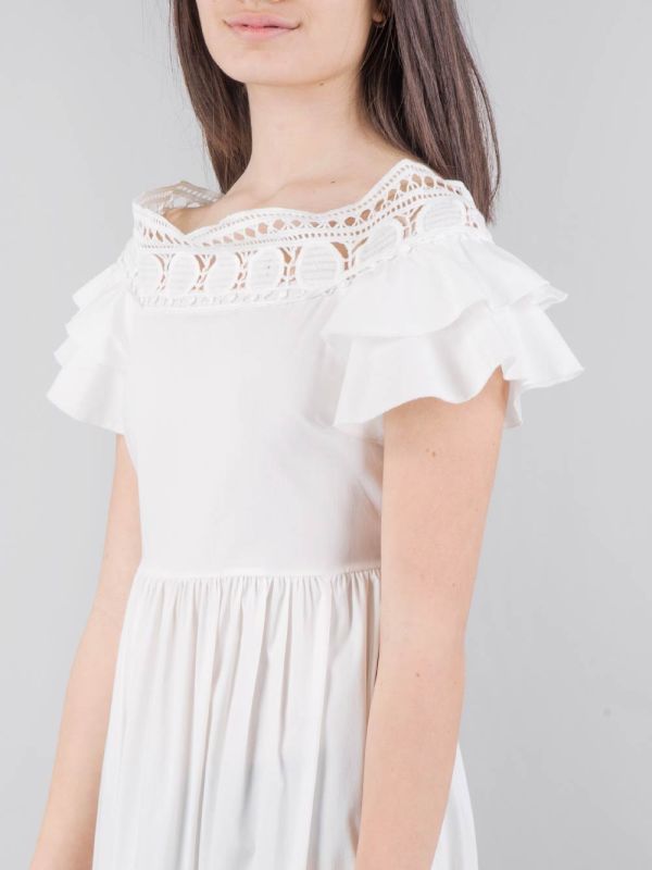 LONG DRESS WITH EMBROIDERY AND RUFFLES