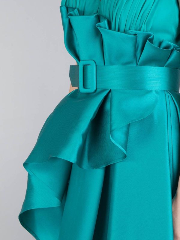 LONG DRESS IN MIKADO AND CHIFFON