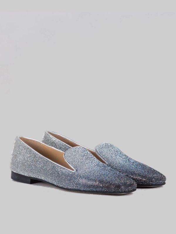 LEATHER BALLERINAS COVERED WITH GRADED RHINESTONE