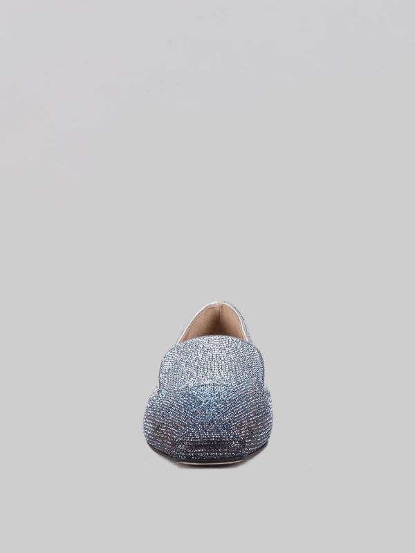 LEATHER BALLERINAS COVERED WITH GRADED RHINESTONE