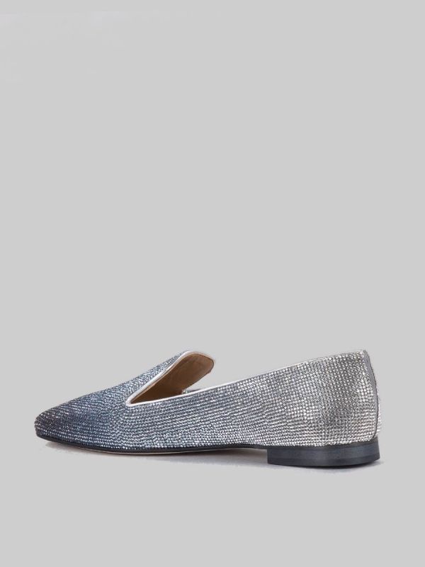 LEATHER BALLERINAS COVERED WITH GRADED RHINESTONE