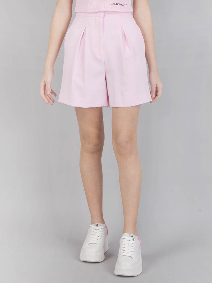PINK HIGH WAISTED BERMUDA SHORTS WITH DROP