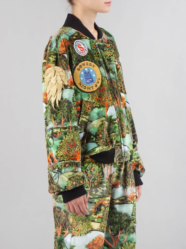 BOMBER IN VELLUTO A FANTASIA CON PATCH