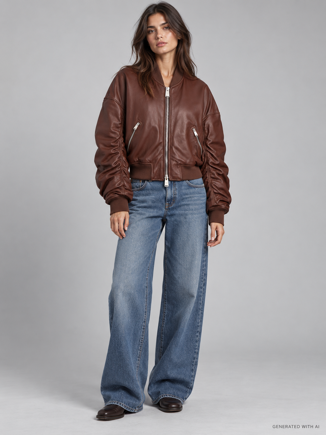 Bomber over in pelle