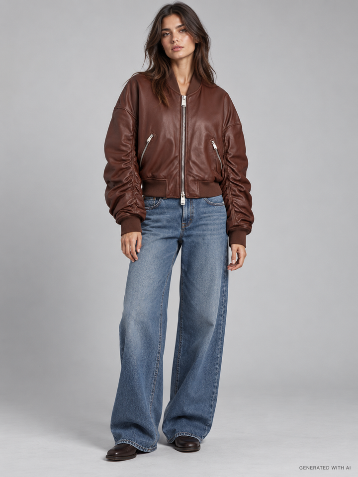 Bomber over in pelle