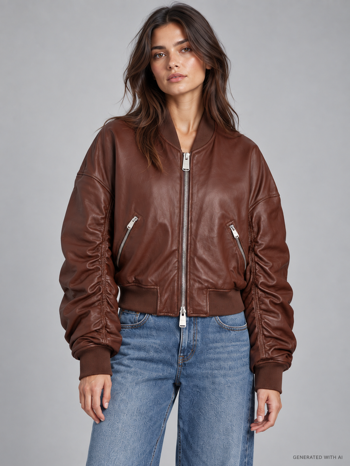 Bomber over in pelle