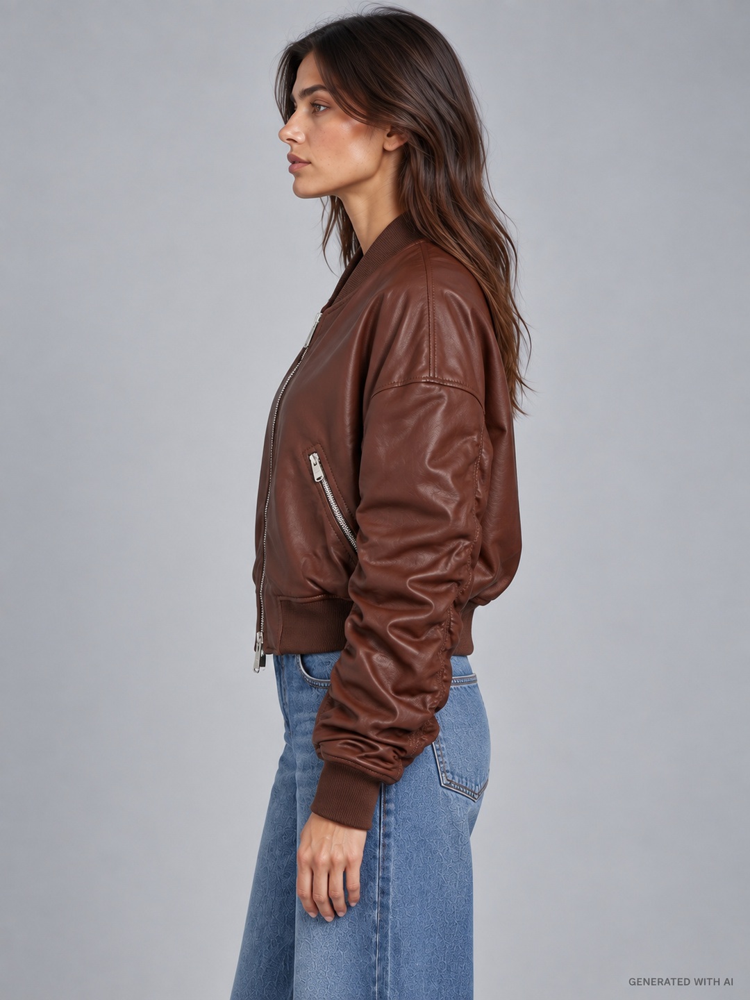 Bomber over in pelle