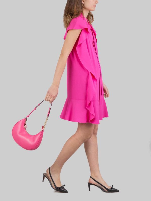 BORSA HOBO IN PELLE LISCIA ROSA AZALEA