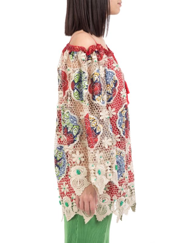 BLUSA OVER FIT CON RICAMI E DECORI A FANTASIA