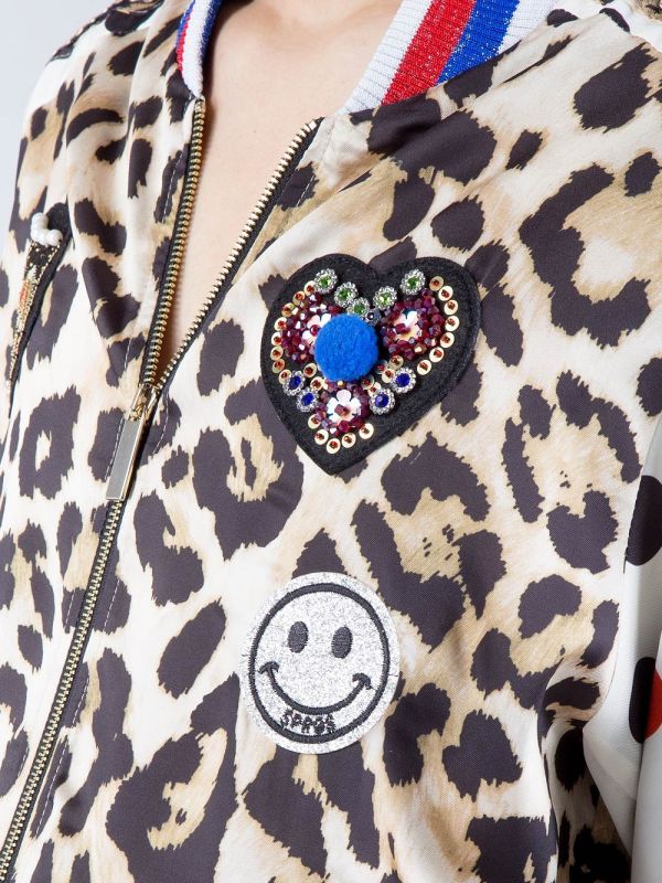 BOMBER OVERSIZE ANIMALIER CON PATCH E PASSAMANERIE