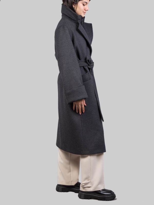 CAPPOTTO A VESTAGLIA GRIGIO ANTRACITE CON GILET IMBOTTITO