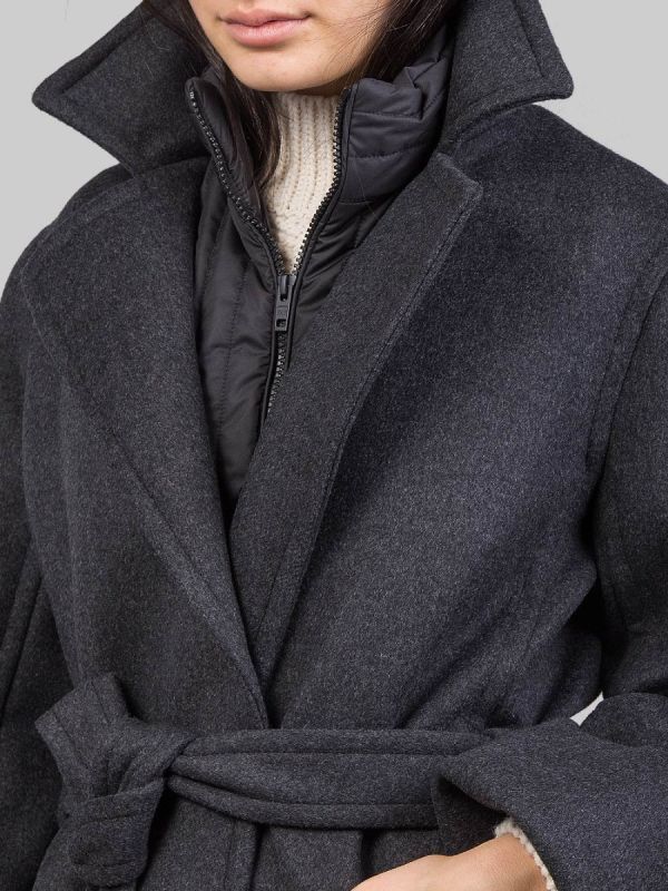CAPPOTTO A VESTAGLIA GRIGIO ANTRACITE CON GILET IMBOTTITO
